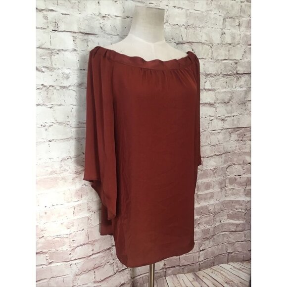 Tru Blu Planet Blue Womens Cinnamon Brown Tunic Blouse Top Tie Back - Size XS - Picture 3 of 8